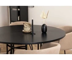 Venture Design Valgomojo stalas ir kėdžių komplektas Kopenhaga 140x74 cm Juoda Smėlio spalvos audinys