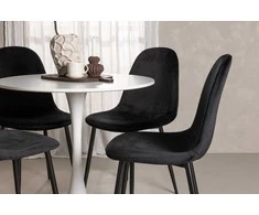 Venture Design Valgomojo stalas ir kėdžių komplektas Hamden 80x75 cm balto veliūro