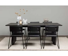 Venture Design Valgomojo stalas ir kėdžių komplektas 200x100 cm juodas