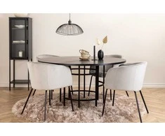 Venture Design Valgomojo stalas ir kėdžių komplektas Kopenhaga 140x74 cm Juodas aksomas Baldai