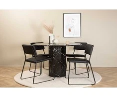 Venture Design Valgomojo stalas ir kėdžių komplektas 110x75 cm juodas