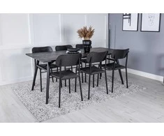 Venture Design Valgomojo stalas ir kėdžių komplektas 190x95 cm juodas