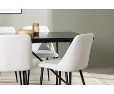 Venture Design Valgomojo stalas ir kėdžių komplektas Astrid valgomojo stalas ir naktinė kėdė 200x75 cm juoda ir balta