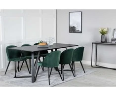 Venture Design Valgomojo stalas ir kėdžių komplektas Marina juodos ir žalios spalvos