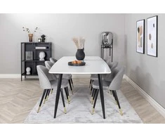 Venture Design Valgomojo stalas ir kėdžių komplektas Polar Ellipse 240x100x75 cm Juodas aksomas