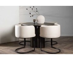 Venture Design Valgomojo stalas ir kėdžių komplektas Olivia 110 cm Mocca ir smėlio spalvos MDF ir audinys