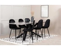 Venture Design Valgomojo stalas ir kėdžių komplektas Piazza 190x90x76 cm juodas aksomas