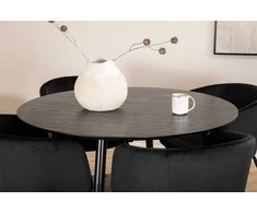 Venture Design Valgomojo stalas ir kėdžių komplektas, 115 cm, juodas