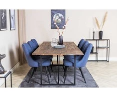 Venture Design Valgomojo stalas ir kėdžių komplektas Padang 250x100x76 cm tamsiai rudos spalvos audinys
