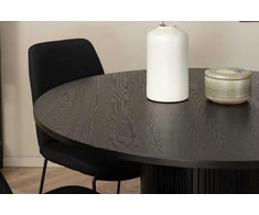 Venture Design Valgomojo stalas ir kėdžių komplektas Bianca apvalus valgomojo stalas ir Muce valgomojo kėdės 110x74 cm juoda