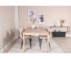 Venture Design Valgomojo stalas ir kėdžių komplektas 170x250 cm Balta Juoda