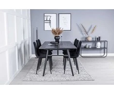 Venture Design Valgomojo stalas ir kėdžių komplektas 195x95 cm juodas