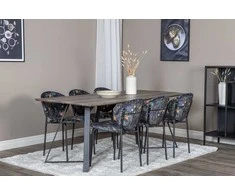 Venture Design Valgomojo stalas ir kėdžių komplektas Marina 180x90x75 cm Pilka mediena