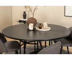 Venture Design Valgomojo stalas ir kėdžių komplektas Kopenhaga 140x74 cm Juoda Mikropluoštas Metalas