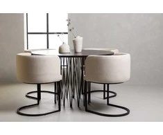 Venture Design Valgomojo stalas ir kėdžių komplektas 120 cm juodas, smėlio spalvos, faneruotas, audinys