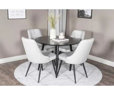 Venture Design Valgomojo stalas ir kėdžių komplektas Plaza 100x75 cm, juodos spalvos audinys