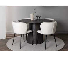Venture Design Valgomojo stalas ir kėdžių komplektas Lanzo valgomojo stalas ir Edina valgomojo kėdė 120 cm rudos ir baltos spalvos MDF ir metalas