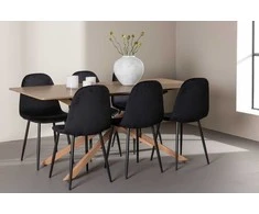 Venture Design Valgomojo stalas ir kėdžių komplektas Piazza valgomojo stalas su Polar valgomojo kėde 180x90 cm juoda mocha