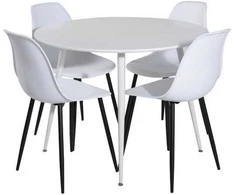 Venture Design Valgomojo stalas ir kėdžių komplektas Plaza 100 cm baltas