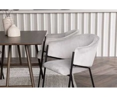 Venture Design Valgomojo stalas ir kėdžių komplektas Kaseidon 80x120 cm tamsiai rudos spalvos aksomas