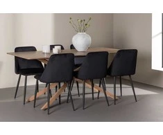Venture Design Valgomojo stalas ir kėdžių komplektas Piazza Night 180x90 cm Juoda Mocha