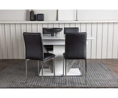 Venture Design Valgomojo stalas ir kėdžių komplektas Disa 120x80 cm baltas išskleidžiamas