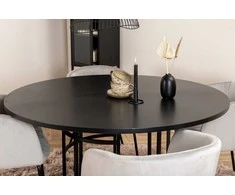 Venture Design Valgomojo stalas ir kėdžių komplektas Kopenhaga 140x74 cm Juodas aksomas Baldai