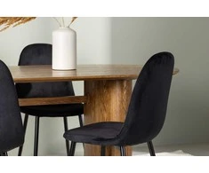 Venture Design Valgomojo stalas ir kėdžių komplektas Isolde valgomojo stalas ir Polar valgomojo kėdė 140x75 cm juoda