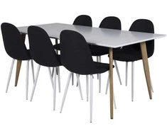 Venture Design Valgomojo stalas ir kėdžių komplektas Polar 180x90x75 cm, balta medžiaga