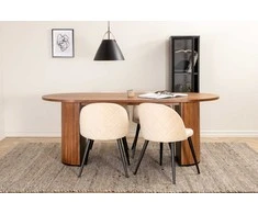 Venture Design Valgomojo stalas ir kėdžių komplektas Bianca 200x90x75 cm Juoda Smėlio spalvos aksomas