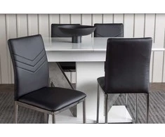 Venture Design Valgomojo stalas ir kėdžių komplektas Disa 120x80 cm baltas išskleidžiamas