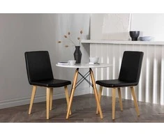 Venture Design Valgomojo stalas ir kėdžių komplektas Danburi 60 cm juoda mediena MDF dirbtinė oda