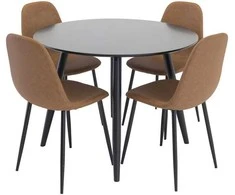 Venture Design Valgomojo stalas ir kėdžių komplektas Plaza 100x75 cm Juoda Ruda