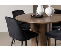 Venture Design Valgomojo stalas ir kėdžių komplektas Olivia valgomojo stalas ir naktinės kėdės 110 cm moka ir juodas MDF
