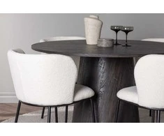 Venture Design Valgomojo stalas ir kėdžių komplektas Lanzo valgomojo stalas ir Edina valgomojo kėdė 120 cm rudos ir baltos spalvos MDF ir metalas