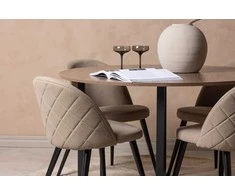Venture Design Valgomojo stalas ir kėdžių komplektas Durango 120 cm Juodasis graikinis riešutas Smėlio spalvos MDF audinys