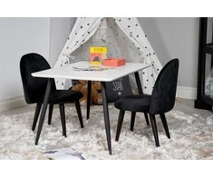 Venture Design Valgomojo stalas ir kėdžių komplektas 80x60 cm Balta aksominė Juoda