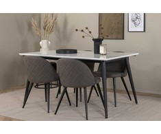 Venture Design Valgomojo stalas ir kėdžių komplektas Jimmy 150x90x76 cm Juoda Balta Pilka