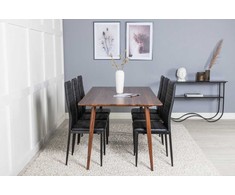 Venture Design Valgomojo stalas ir kėdžių komplektas Polar 180 cm, riešutas, juoda