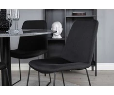 Venture Design Valgomojo stalas ir kėdžių komplektas Estelle apvalus valgomojo stalas ir Muche valgomojo kėdės 106x75 cm juoda