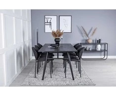 Venture Design Valgomojo stalas ir kėdžių komplektas 195x95 cm juodas