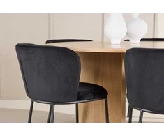Venture Design Valgomojo stalas ir kėdžių komplektas Strada stalas su 6 Edina kėdėmis 120x170 cm balta juoda mediena