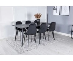 Venture Design Valgomojo stalas ir kėdžių komplektas 195x95 cm juodas