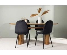 Venture Design Valgomojo stalas ir kėdžių komplektas Isolde valgomojo stalas ir Polar valgomojo kėdė 140x75 cm juoda