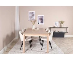 Venture Design Valgomojo stalas ir kėdžių komplektas 170x250 cm, baltas kordurovas