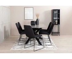 Venture Design Valgomojo stalas ir kėdžių komplektas Piazza 190x90x76 cm Juodas