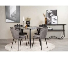 Venture Design Valgomojo stalas ir kėdžių komplektas Plaza 100x75 cm Juoda Pilka