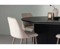 Venture Design Valgomojo stalas ir kėdžių komplektas Matilda valgomojo stalas 130 cm juoda ruda audinys