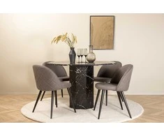Venture Design Valgomojo stalas ir kėdžių komplektas Marbs 110x75 cm juodas mikropluošto aksomas