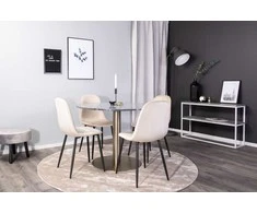 Venture Design Valgomojo stalas ir kėdžių komplektas Estelle 106x75 cm Juoda Smėlio spalvos